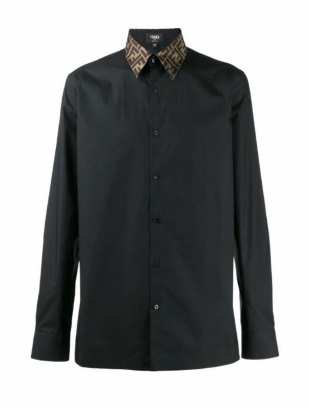 FENDI Men's black long sleeved FF jacquard button down shirt - Size 41 / US L